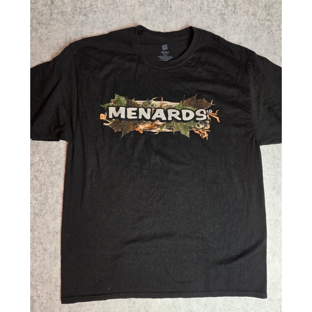 Hanes Menards Graphic T-Shirt Mens Large Black ComfortBlend EcoSmart Tee